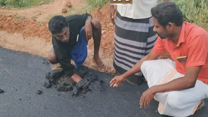 தார் சாலை இறுகும்வரை காத்திருக்க கூடாதா? கரூர் கலெக்டர் விளக்கம்..!