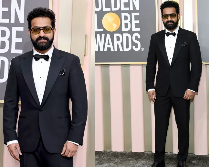 Taarak in a classic black tuxedo