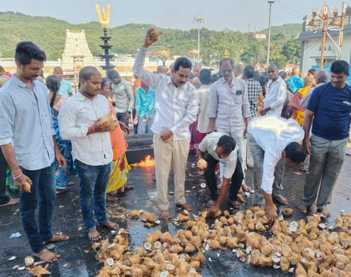 At Tirumala Sridhar and fans