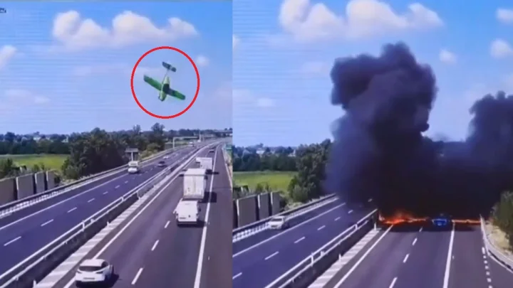Plane crash on road