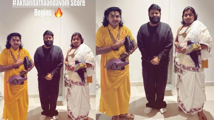 Thaman with Pandit Shravan Mishra, Atul Mishra Brothers