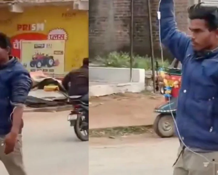 సెలైన్ బాటిల్‌ను చేత్తో పట్టుకుని మార్కెట్‌లో సంచారం...