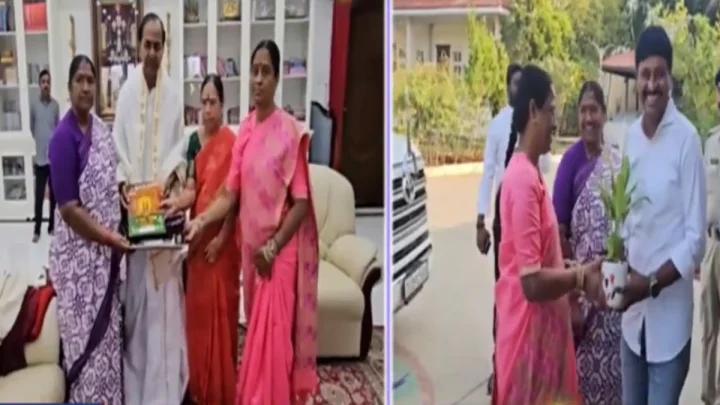 తెలంగాణ మహిళా మంత్రులను సన్మానించిన మాజీ సీఎం కేసీఆర్... ఎందుకో తెలుసా?