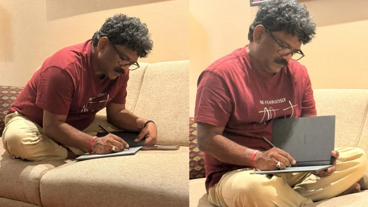 Chandrabose wiriting a song