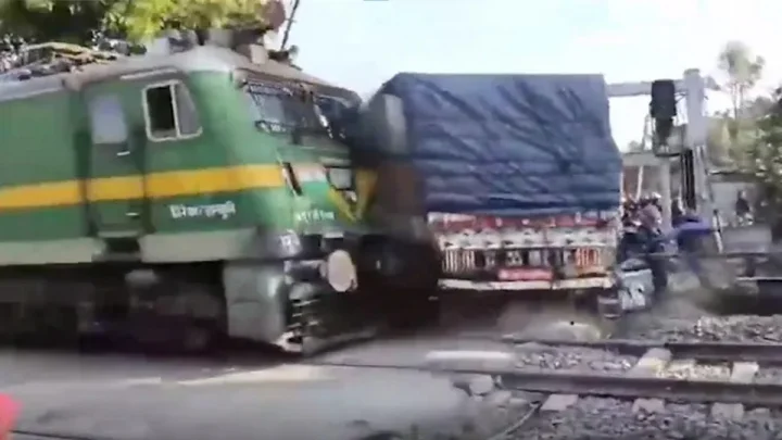 train hit truck