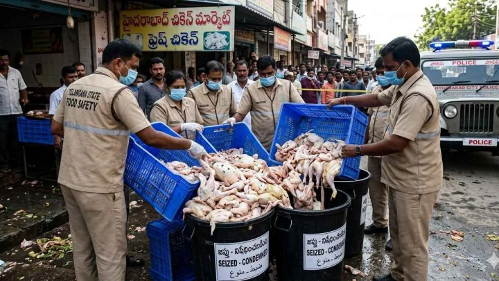 rotten chicken seized in Hyderabad