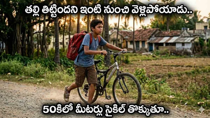 తల్లి మందలించిందని ఇంటి నుంచి వెళ్లిపోయాడు.. 50కిలో మీటర్లు సైకిల్ తొక్కుతూ..