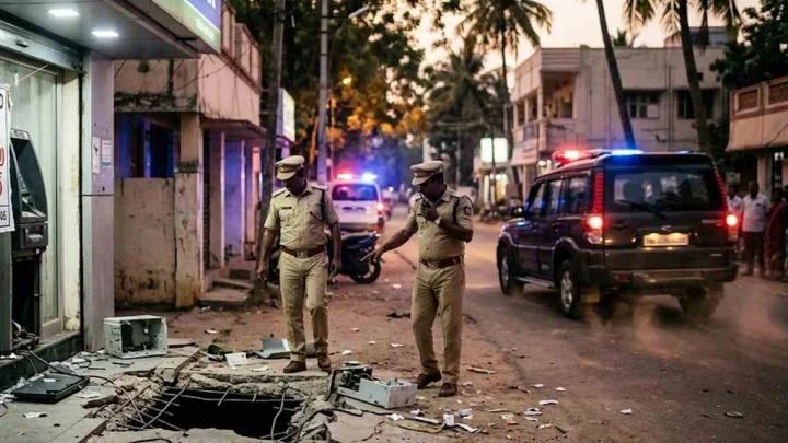 ఏటీఎంను పెకిలించి.. మెషీన్‌ను ఎత్తుకెళ్లారు..