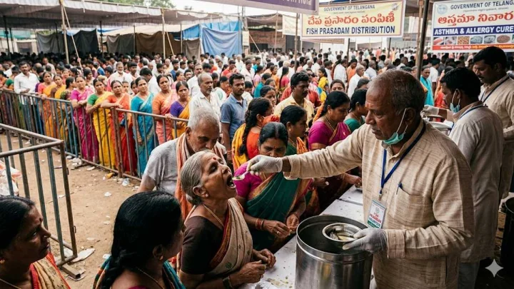 మృగశిర కార్తె రోజే చేప ప్రసాదం ఎందుకు ఇస్తారు?