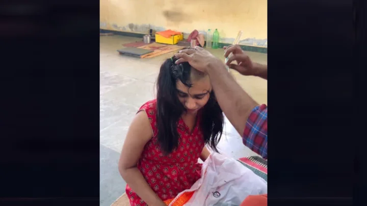 పెళ్లి సంబంధం చూస్తున్నారని గుండు చేయించుకున్న యువతి, వీడియో