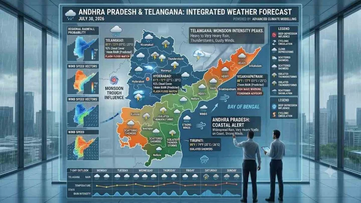 జూలై 30, 2026 నాటి తెలుగు రాష్ట్రాల వాతావరణం ఎలా వుంది?