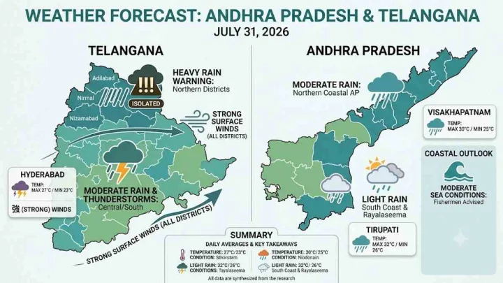 జూలై 31, 2026 నాటి తెలుగు రాష్ట్రాల వాతావరణం ఎలా వుంది?