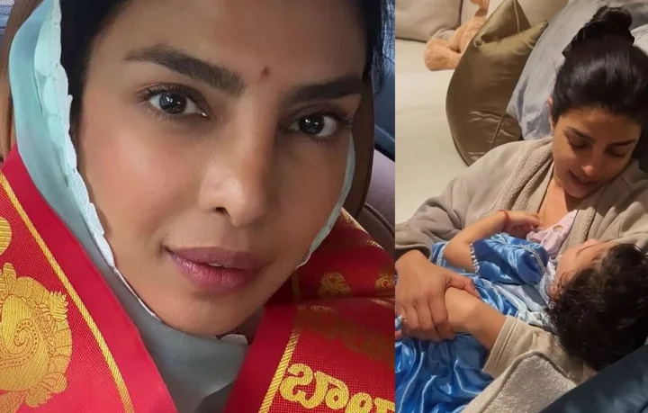 కుమార్తెకు దుర్గా సప్తశతి మంత్రాలను నేర్పిస్తున్న ప్రియాంకా చోప్రా