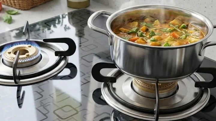 black glass-top gas stove