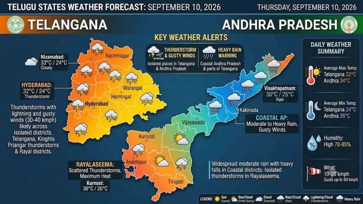 సెప్టెంబర్ 10, 2026 తెలుగు రాష్ట్రాల వాతావరణం ఎలా వుంది..?