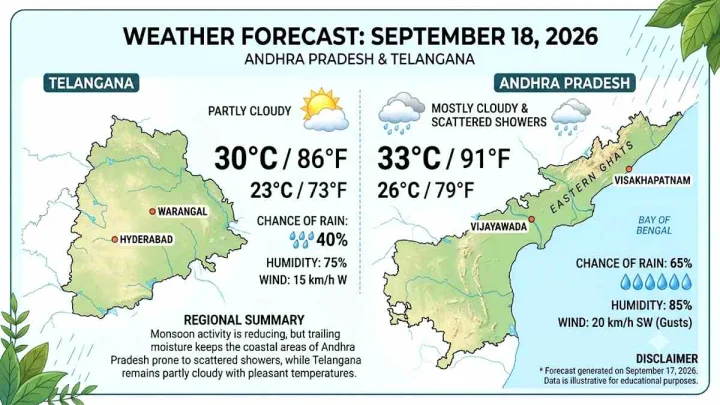 September 18, 2026: సెప్టెంబర్ 18, 2026 నాటి తెలంగాణ, ఆంధ్రప్రదేశ్ వాతావరణం ఎలా వుంది..?