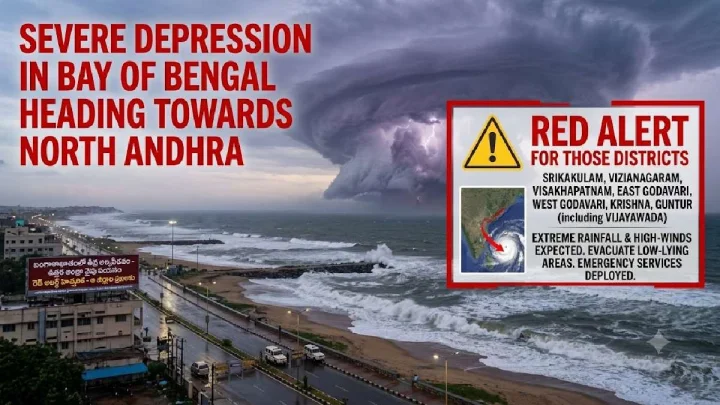 బంగాళాఖాతంలో తీవ్ర వాయుగుండం, అటే వస్తుంది: ఆ జిల్లాలకు రెడ్ అలెర్ట్ బంగాళాఖాతంలో తీవ్ర వాయుగుండం, అటే వస్తుంది: ఆ జిల్లాలకు రెడ్ అలెర్ట్