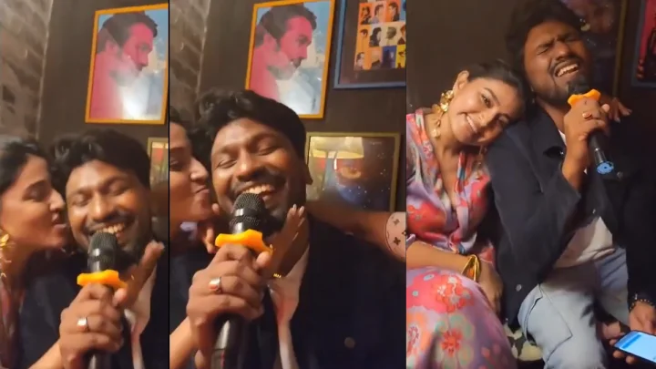 Actress Sneha kisses a fan