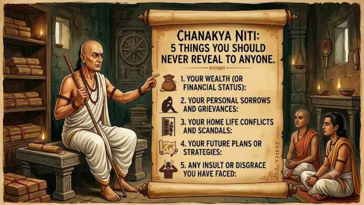 Chanakya Niti: చాణక్య నీతి- ఎవరితోనూ పంచుకోకూడని ఐదు విషయాలేంటంటే? Chanakya Niti: చాణక్య నీతి- ఎవరితోనూ పంచుకోకూడని ఐదు విషయాలేంటంటే?