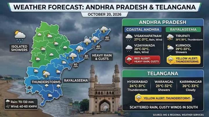 అక్టోబర్ 20, 2026 నాటి తెలుగు రాష్ట్రాల వాతావరణం ఎలా వుందంటే?